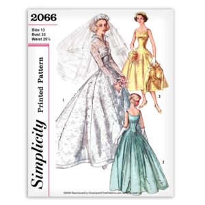 Simplicity 2066 Wedding Gown Bridesmaid Dress Prom Ball Gown Pattern