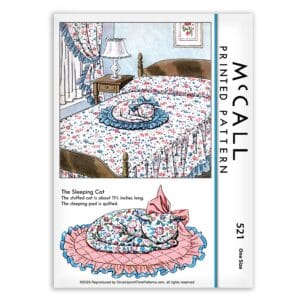 McCALL 521 Sleeping Cat Stuffed Animal with Quilted Pad for Bed Sewing Pattern