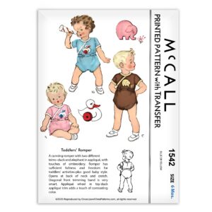 McCaLL 1542 Toddler Baby Romper with Duck Applique Sewing Pattern