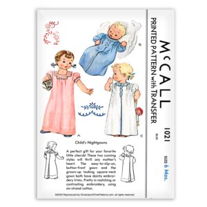 McCall 1021 Baby Toddler Nightgowns with embroidery Vintage Sewing Pattern