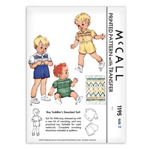 McCall 1195 Boy Toddlers Smocked Suit Sewing Pattern
