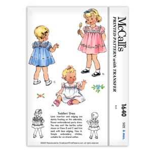 McCall 1620 Toddlers Dress Sewing Pattern