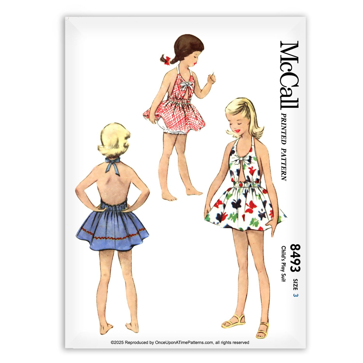 その他 betsy mccall McCall 8493 Girls Playsuit Sunsuit Halter Dress and Bloomers