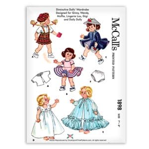 McCalls 1898 Diminutive Dolls Clothes Wardrobe Ginny Gigi Wendy Muffie Daily Dolly Lingerie Lou Sewing Pattern