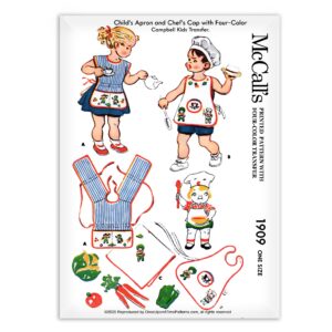 McCalls 1909 Childs Apron and Chefs Cap with Four-Color Campbell Kids Smock Sewing Pattern