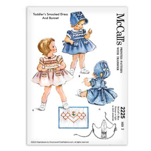McCalls 2225 Toddler Smocked Dress plus Bonnet Sewing Pattern Vintage