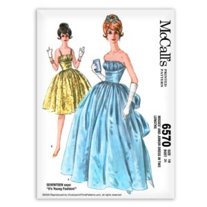 McCalls 6570 Vintage strapless Bouffant Ball Gown Evening Dress with Bustle Sewing Pattern