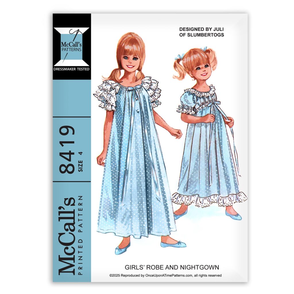 Kids Robe Pattern Size Two Girls Robe and Nightgown with Ruffles – McCall's 8419 Sewing Pattern ...