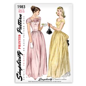 Simplicity 1983 Evening Long Gown Dress with a bustle Sewing Pattern