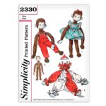 Sock Monkey Clown Stuffed Toy with Clothing Simplicity 2330 Sewing Pattern