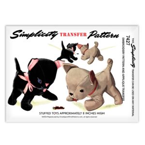 Simplicity 7427 Kitten and Dog Stuffed Animal Toys Sewing Pattern from the 1940s