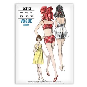 Vogue 6212 Vintage Bathing Suit Hat Beachdress Coverup Sewing Pattern