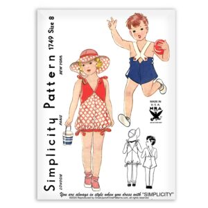 Simplicity 1749 Girl and Boy Playsuit Sunsuit and Hat Vintage Sewing Pattern
