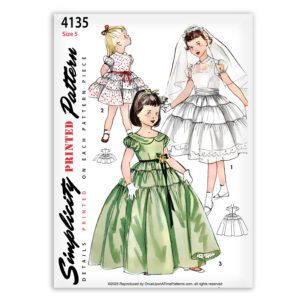 Simplicity 4135 Childs Party Dress Long Gown Flower Girl Communion Sewing Pattern