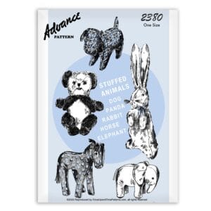 Advance 2380 Stuffed Animals Dog Panda Rabbit Horse Elephant Sewing Pattern