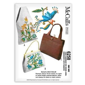 6258 McCalls Handbags Tote Sling Satchel for Crewel Wool Embroidery