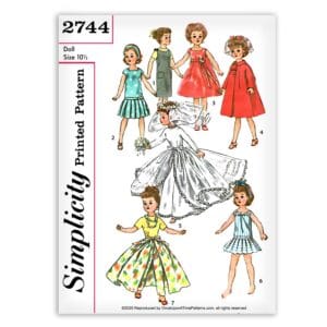 Simplicity 2744 Doll wardrobe Miss Revlon Jill Miss Ginger Coty Sewing Pattern