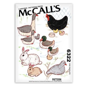 McCalls 6322 Chicken Ducks Rabbit Dove Pigeon Goose Stuff Animals Sewing Pattern Farm